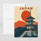 Retro Japanese Shrine Pagoda Travel Briefkaart (Voorkant / Achterkant)