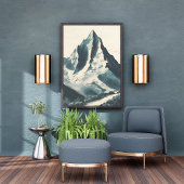 Retro Japans berglandschap Foto Afdruk