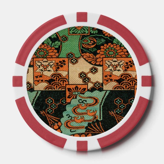 Retro Japans Chrysanthemum & Golf Motief Poker Chips (Voorkant)