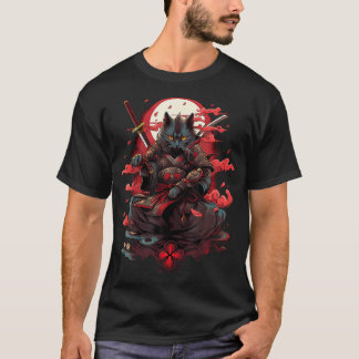 Retro Japans Kat Samurai tattoo Graphic Ninja Ka T-shirt