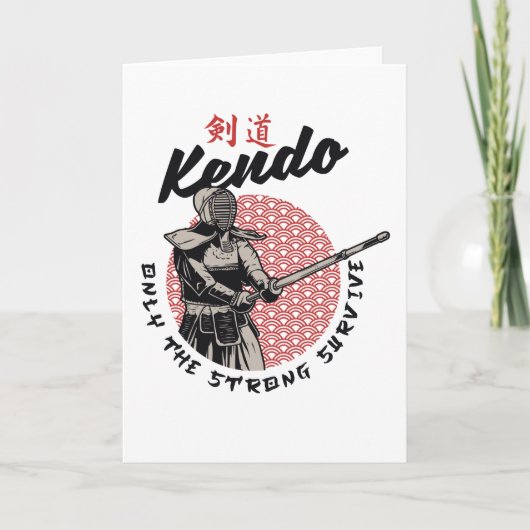 Retro Japans Kendo - Alleen het sterke Survive Kaart (Voorkant)