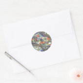 Retro  Japans Kimono Origami Chiyogami Ronde Sticker (Envelop)