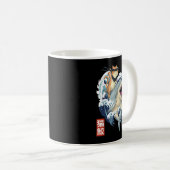 Retro Japans Samurai Cat Shark  Kanagawa Koffiemok (Voorkant rechts)