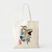 Retro Japans Samurai Cat Shark  Kanagawa Tote Bag (Voorkant)