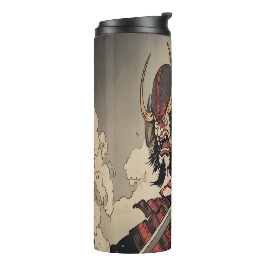 Retro Japans Samurai Kunstwerk Thermosbeker (Gedraaid links)