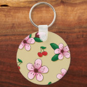 Retro Japanse Cherry Blossom Keycain Sleutelhanger (Voorkant)