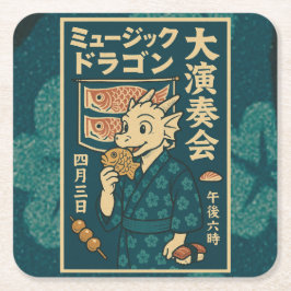 Retro Japanse draak Kartonnen Onderzetters