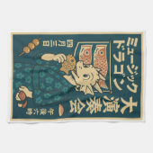 Retro Japanse draak Theedoek (Horizontaal)