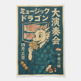 Retro Japanse draak Theedoek