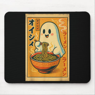 Retro Japanse Geest Eet Ramen Kawaii Kunst Muismat