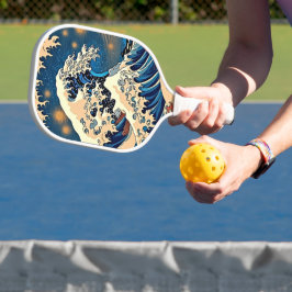 Retro Japanse Great Wave Art Pickleball Paddle