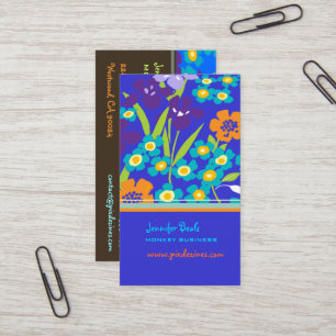 Retro Japanse Iris + Royal Blue / DIY Achtergrond Visitekaartje