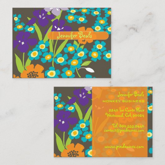 Retro Japanse Iris Visitekaartje (Voorkant / Achterkant)