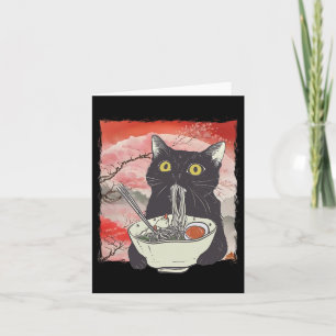 Retro Japanse Kat Eten Ramen Funny Noodles Kaart