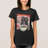 Retro Japanse Kat Eten Ramen Funny Noodles T-shirt (Voorkant)