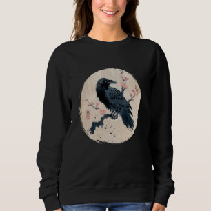 Retro Japanse Raaf Kraai Vogel Zwarte Kunst Mannen Trui