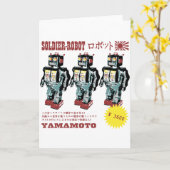 Retro Japanse Reclame van de Robot van het Kaart (Gele Bloem)