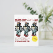 Retro Japanse Speelgoed Robot Advertisement Briefkaart (Staand voorkant)