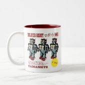 Retro Japanse Speelgoed Robot Advertisement Tweekleurige Koffiemok (Links)