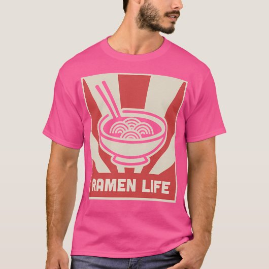 Retro Japanse stijl Ramen Life Poster T-shirt (Voorkant)
