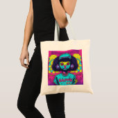 Retro Japanse Urban Mode Neon Mascot Gezichtspop Tote Bag (Voorkant (product))