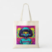 Retro Japanse Urban Mode Neon Mascot Gezichtspop Tote Bag (Achterkant)