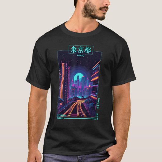 Retro Japanse Vaporwave City Cyber Futurism Aesth T-shirt (Voorkant)