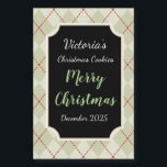 Retro Jar Christmas Cookies Labels Cadeau Stickers<br><div class="desc">Personaliseer deze klassieke food treat jar labels door de informatie aan te passen aan uw behoeften. Het ontwerp is van originele kunst.</div>