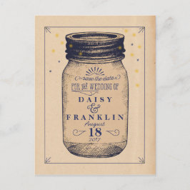 Retro Jar Save the Date - Telegram Stijl - Marine Aankondigingskaart