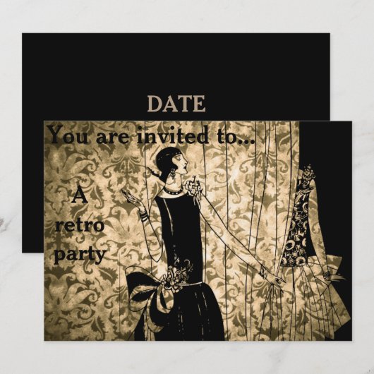 Retro  jaren 1930, demietpartij kaart (Voorkant / Achterkant)