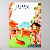  Retro jaren 1930 Reizen Herten Tempel Japan Azië Poster (Voorkant)
