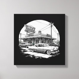Retro jaren 1950 Diner Canvas Wall Art - Vintage C Afdruk