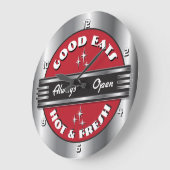 Retro jaren 1950 Diner Muurklok - Rood Grote Klok (Hoek)
