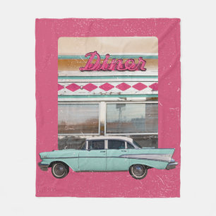Retro jaren 1950 Diner Wall Art   Pink Neon Sign & Fleece Deken