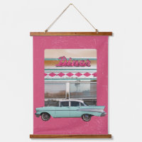 Retro jaren 1950 Diner Wall Art | Pink Neon Sign &