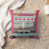 Retro jaren 1950 Diner Wall Art | Pink Neon Sign & Kussen (Deken)