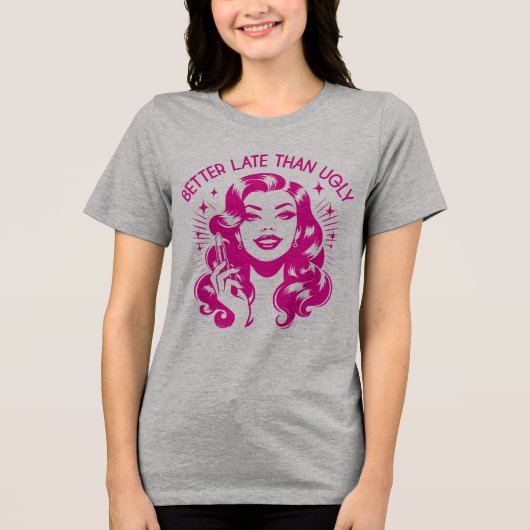 Retro jaren 1950 Glam Girl Funny Sarcastic Quote Tri-Blend Shirt (Voorkant)