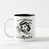 Retro jaren 1950 Glam Girl Funny Sarcastic Quote Tweekleurige Koffiemok (Links)