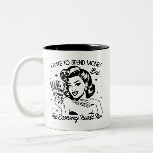 Retro jaren 1950 Glam Girl Funny Sarcastic Quote Tweekleurige Koffiemok (Links)