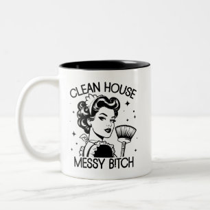Retro jaren 1950 Glam Girl Funny Sarcastic Quote Tweekleurige Koffiemok