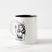 Retro jaren 1950 Glam Girl Funny Sarcastic Quote Tweekleurige Koffiemok (Voorkant links)