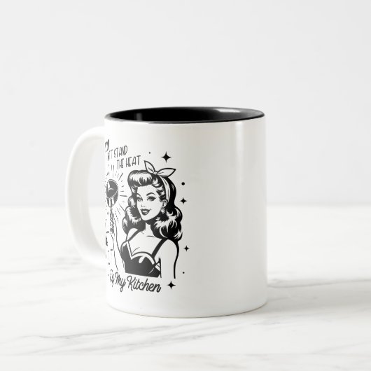 Retro jaren 1950 Glam Girl Funny Sarcastic Quote Tweekleurige Koffiemok (Voorkant links)