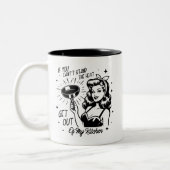 Retro jaren 1950 Glam Girl Funny Sarcastic Quote Tweekleurige Koffiemok (Links)