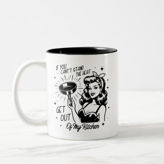 Retro jaren 1950 Glam Girl Funny Sarcastic Quote Tweekleurige Koffiemok (Links)