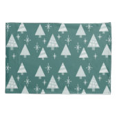 Retro jaren 1950 Kerstbomen Blauwgroen Groen Kussensloop (Achterkant)