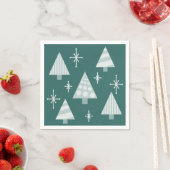 Retro jaren 1950 Kerstbomen Blauwgroen Groen Servet (Insitu)