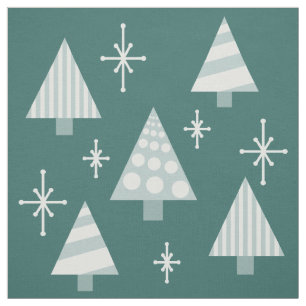 Retro jaren 1950 Kerstbomen Blauwgroen Groen Stof