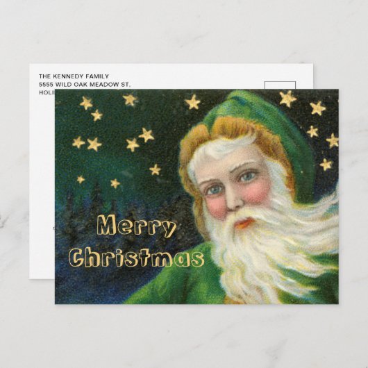 Retro jaren 1950 Kerstman Vrolijk Kerstfeest Feestdagenkaart (Voorkant / Achterkant)