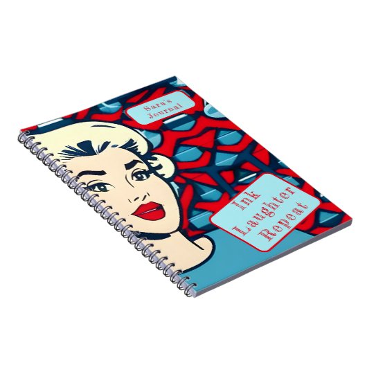 Retro jaren 1950 Pop Art Gepersonaliseerd Grappig  Notitieboek (Rechterzijde)