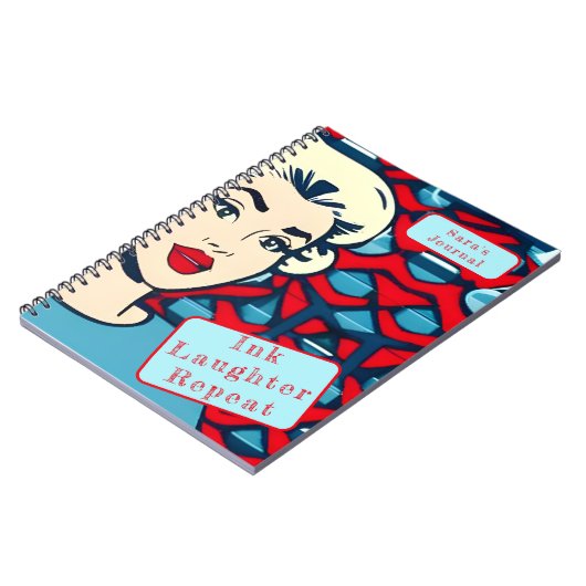 Retro jaren 1950 Pop Art Gepersonaliseerd Grappig Notitieboek (Linkerzijde)